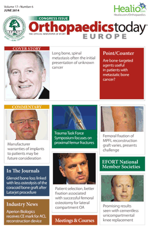 EFORT Orthopaedics Today Europe: Volume 17 – Issue no. 06 | June 2014x
