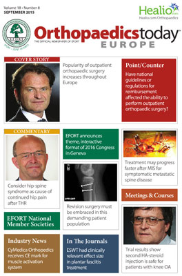 EFORT Orthopaedic Today Europe newspaper – Volume 18 – Number 8 - September 2015